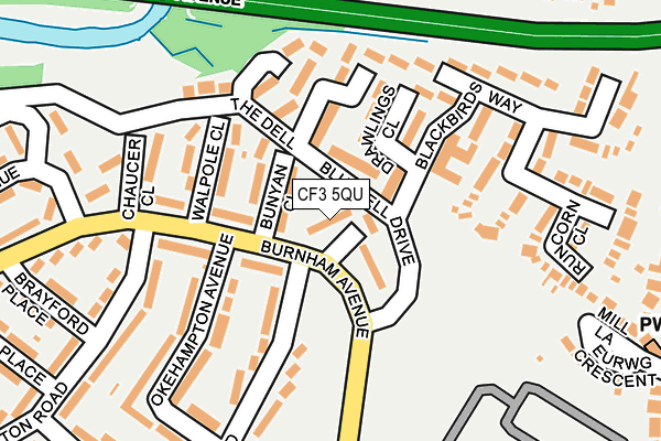 CF3 5QU map - OS OpenMap – Local (Ordnance Survey)