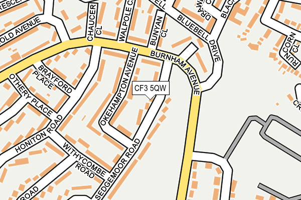 CF3 5QW map - OS OpenMap – Local (Ordnance Survey)