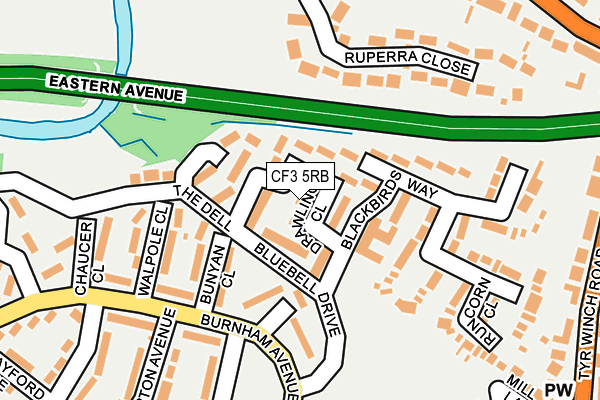 CF3 5RB map - OS OpenMap – Local (Ordnance Survey)