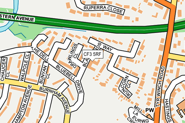CF3 5RF map - OS OpenMap – Local (Ordnance Survey)
