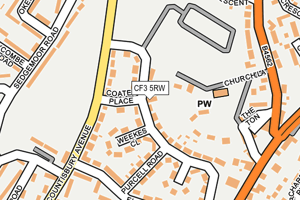 CF3 5RW map - OS OpenMap – Local (Ordnance Survey)