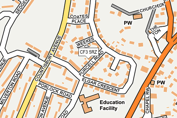CF3 5RZ map - OS OpenMap – Local (Ordnance Survey)