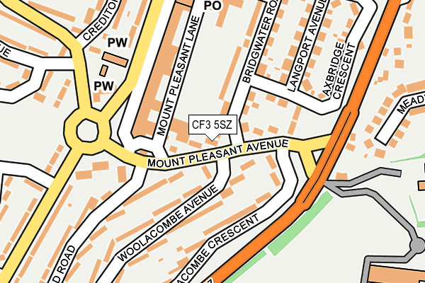 CF3 5SZ map - OS OpenMap – Local (Ordnance Survey)