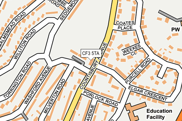 CF3 5TA map - OS OpenMap – Local (Ordnance Survey)