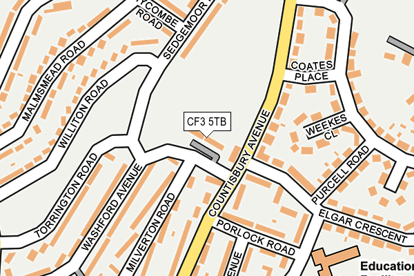 CF3 5TB map - OS OpenMap – Local (Ordnance Survey)