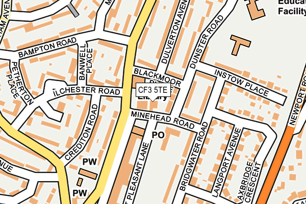 CF3 5TE map - OS OpenMap – Local (Ordnance Survey)