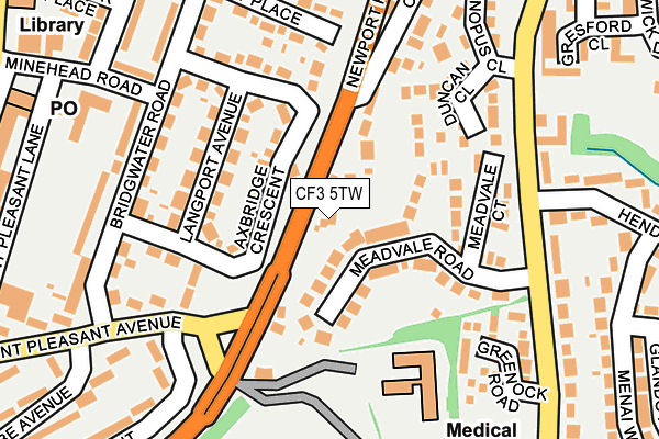 CF3 5TW map - OS OpenMap – Local (Ordnance Survey)
