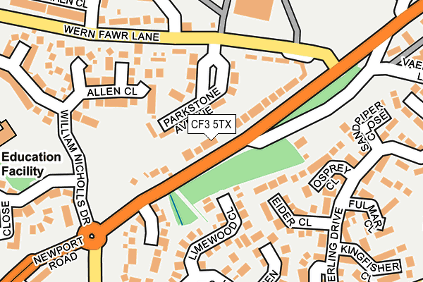 CF3 5TX map - OS OpenMap – Local (Ordnance Survey)