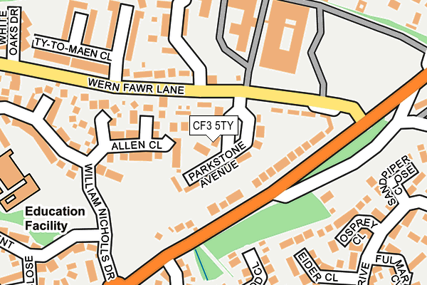 CF3 5TY map - OS OpenMap – Local (Ordnance Survey)