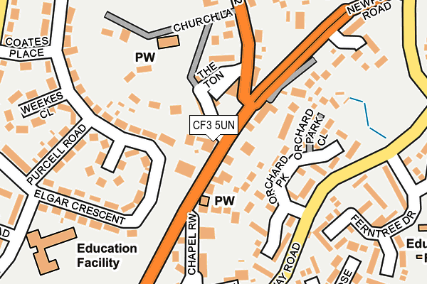 CF3 5UN map - OS OpenMap – Local (Ordnance Survey)