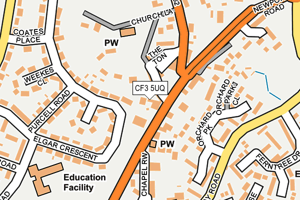 CF3 5UQ map - OS OpenMap – Local (Ordnance Survey)