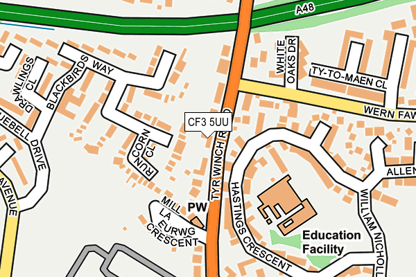 CF3 5UU map - OS OpenMap – Local (Ordnance Survey)