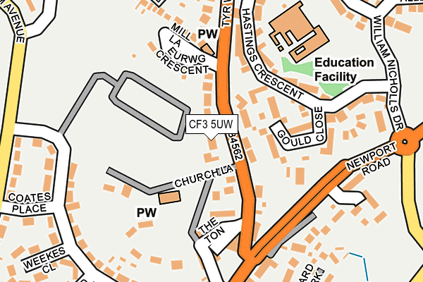 CF3 5UW map - OS OpenMap – Local (Ordnance Survey)