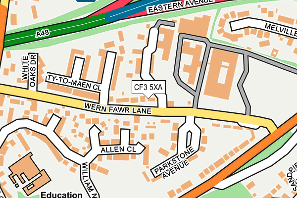 CF3 5XA map - OS OpenMap – Local (Ordnance Survey)