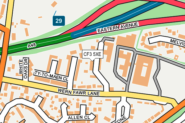 CF3 5XE map - OS OpenMap – Local (Ordnance Survey)