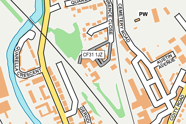 CF31 1JZ map - OS OpenMap – Local (Ordnance Survey)