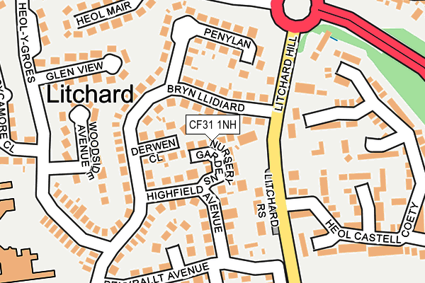 CF31 1NH map - OS OpenMap – Local (Ordnance Survey)
