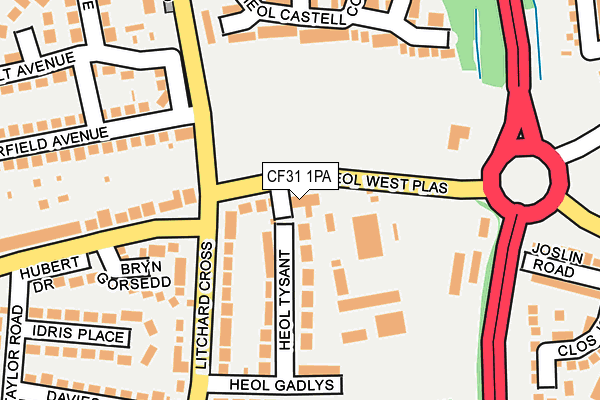CF31 1PA map - OS OpenMap – Local (Ordnance Survey)