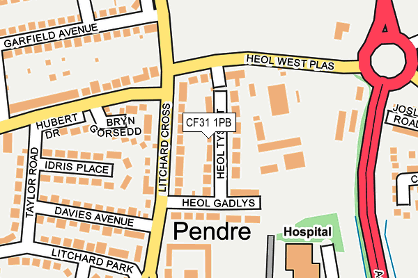 CF31 1PB map - OS OpenMap – Local (Ordnance Survey)