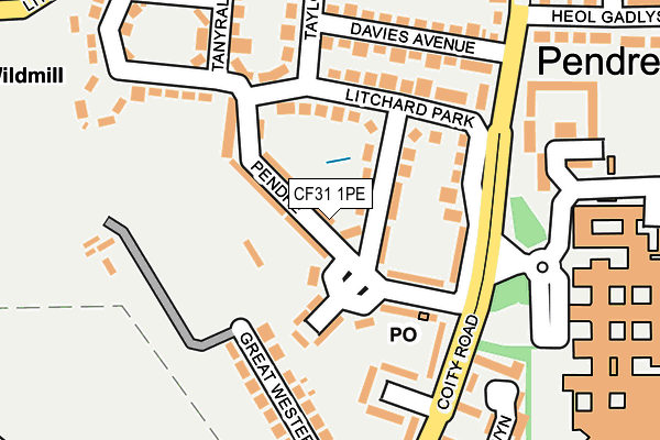 CF31 1PE map - OS OpenMap – Local (Ordnance Survey)