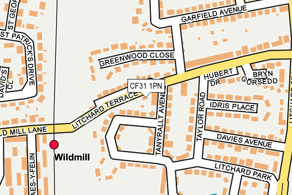 CF31 1PN map - OS OpenMap – Local (Ordnance Survey)