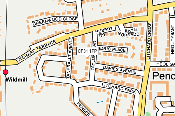 CF31 1PP map - OS OpenMap – Local (Ordnance Survey)