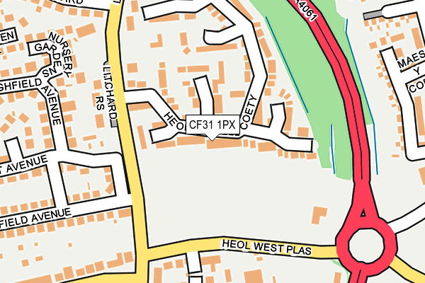CF31 1PX map - OS OpenMap – Local (Ordnance Survey)