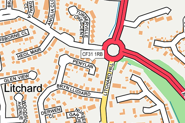 CF31 1RB map - OS OpenMap – Local (Ordnance Survey)