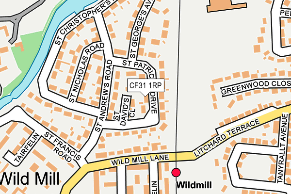 CF31 1RP map - OS OpenMap – Local (Ordnance Survey)