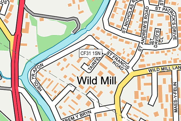 CF31 1SN map - OS OpenMap – Local (Ordnance Survey)