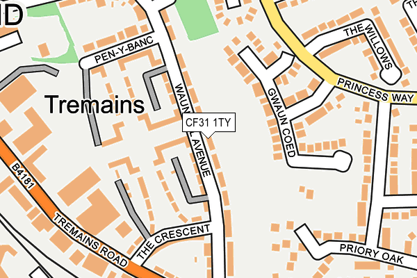 CF31 1TY map - OS OpenMap – Local (Ordnance Survey)