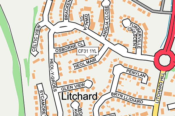 CF31 1YL map - OS OpenMap – Local (Ordnance Survey)