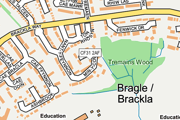 CF31 2AF map - OS OpenMap – Local (Ordnance Survey)