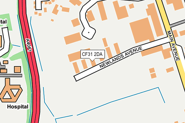 CF31 2DA map - OS OpenMap – Local (Ordnance Survey)