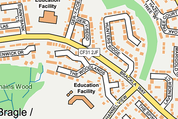 CF31 2JF map - OS OpenMap – Local (Ordnance Survey)