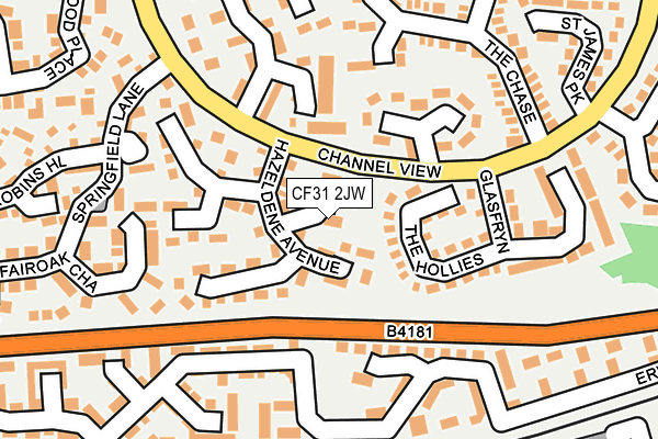 CF31 2JW map - OS OpenMap – Local (Ordnance Survey)