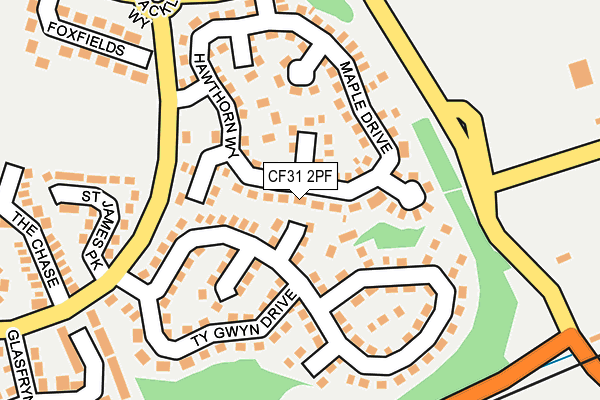 CF31 2PF map - OS OpenMap – Local (Ordnance Survey)