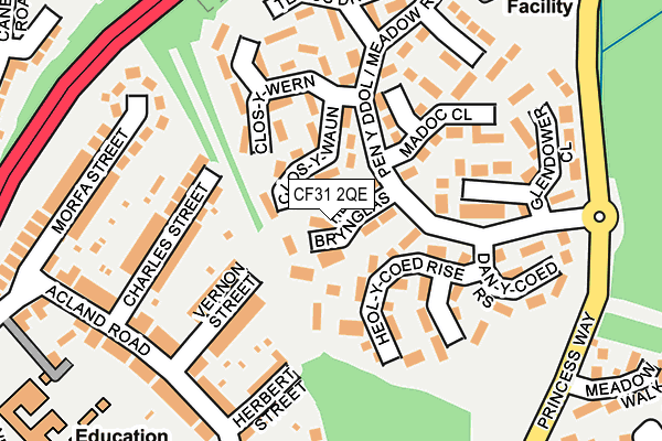 CF31 2QE map - OS OpenMap – Local (Ordnance Survey)