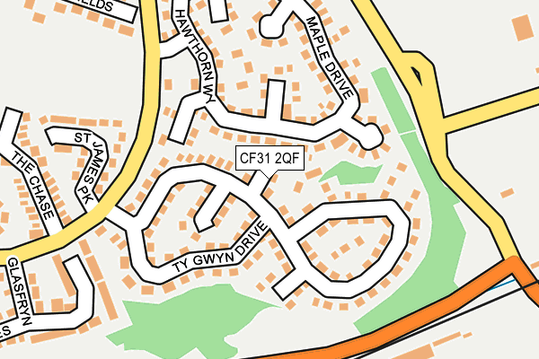 CF31 2QF map - OS OpenMap – Local (Ordnance Survey)