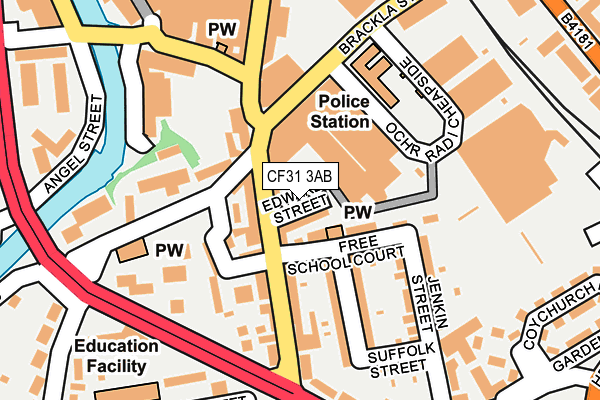 CF31 3AB map - OS OpenMap – Local (Ordnance Survey)