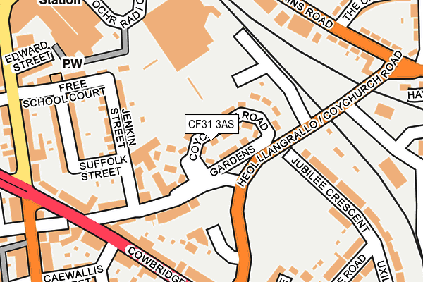 CF31 3AS map - OS OpenMap – Local (Ordnance Survey)