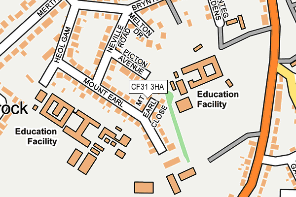 CF31 3HA map - OS OpenMap – Local (Ordnance Survey)