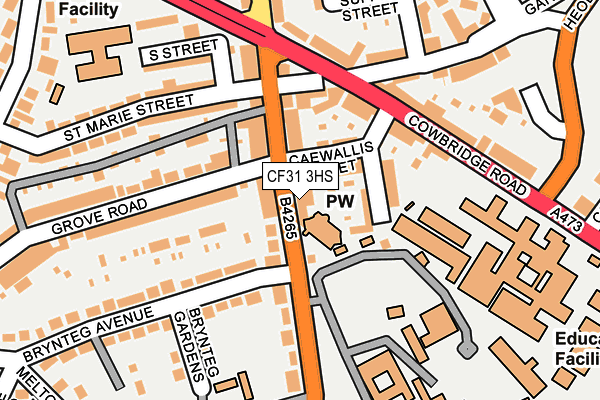 CF31 3HS map - OS OpenMap – Local (Ordnance Survey)