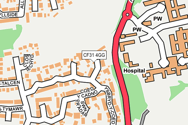 CF31 4GG map - OS OpenMap – Local (Ordnance Survey)