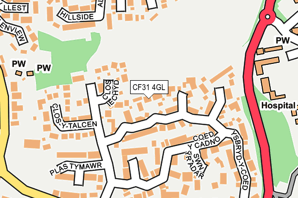 CF31 4GL map - OS OpenMap – Local (Ordnance Survey)