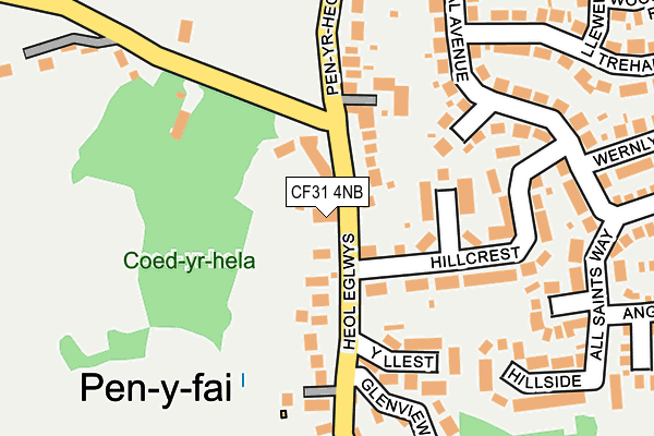 CF31 4NB map - OS OpenMap – Local (Ordnance Survey)