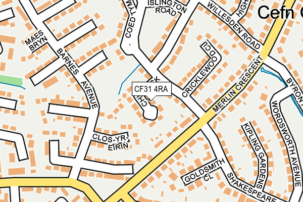 CF31 4RA map - OS OpenMap – Local (Ordnance Survey)