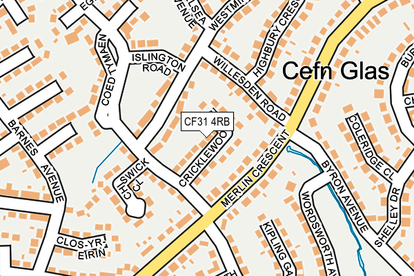 CF31 4RB map - OS OpenMap – Local (Ordnance Survey)