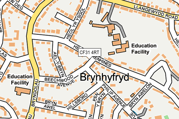 CF31 4RT map - OS OpenMap – Local (Ordnance Survey)