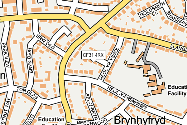 CF31 4RX map - OS OpenMap – Local (Ordnance Survey)